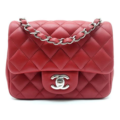 chanel mini red 12a|CHANEL Lambskin Quilted Mini Square Flap Red .